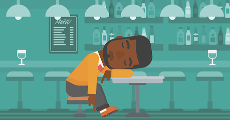 Image showing Man sleeping in bar. 