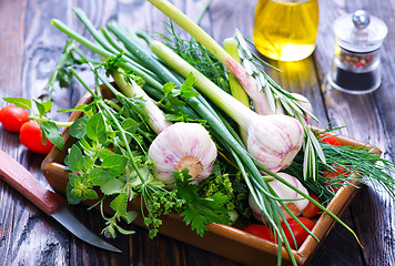 Image showing garlic and aroma herb