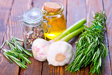 Image showing garlic and olive oil