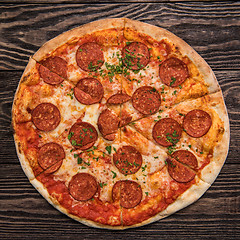 Image showing Tasty pepperoni pizza