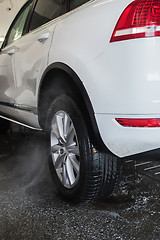 Image showing washing car closeup