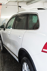 Image showing washing car closeup