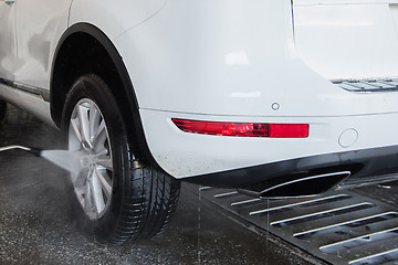 Image showing washing car closeup