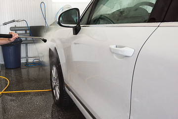 Image showing washing car closeup