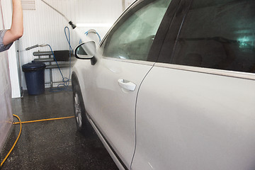 Image showing washing car closeup