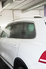 Image showing washing car closeup