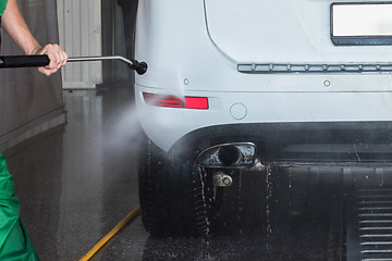 Image showing washing car closeup