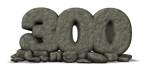 Image showing stone number three hundred on white background - 3d rendering