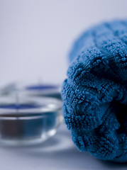 Image showing blue towel and candles