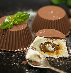 Image showing dessert from cream and chocolate