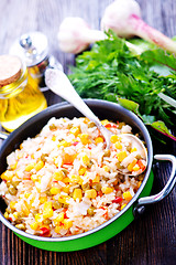 Image showing boiled rice with vegetables