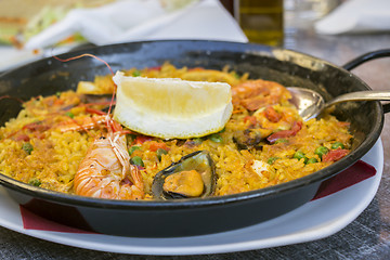 Image showing Paella traditional Spanish food