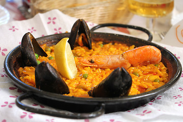 Image showing Paella traditional Spanish food