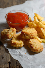 Image showing fried chicken with fries 