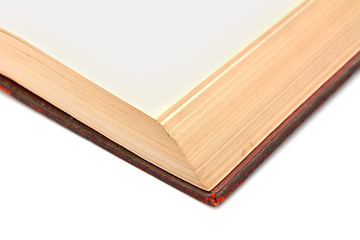 Image showing Corner detail of a blank page in a hardback book