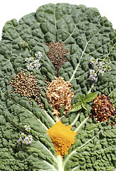 Image showing Spice mixture on the cabbage sheet 