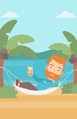 Image showing Man chilling in hammock.