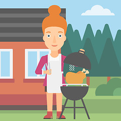 Image showing Woman preparing barbecue.