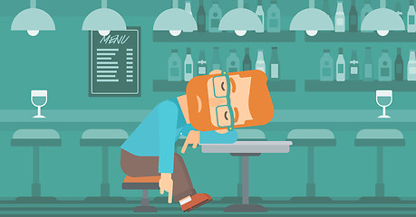 Image showing Man sleeping in bar. 