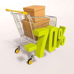 Image showing Shopping cart and 70 percent