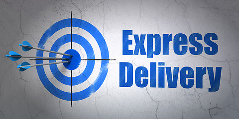 Image showing Business concept: target and Express Delivery on wall background