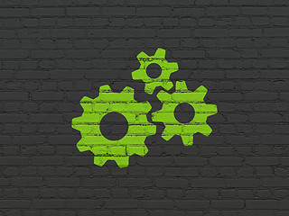 Image showing Web development concept: Gears on wall background