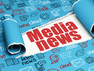 Image showing News concept: red text Media News under the piece of  torn paper