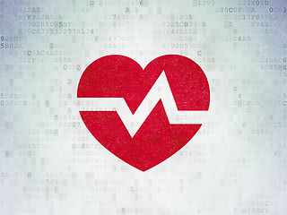 Image showing Medicine concept: Heart on Digital Data Paper background