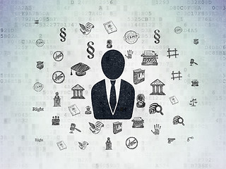 Image showing Law concept: Business Man on Digital Data Paper background