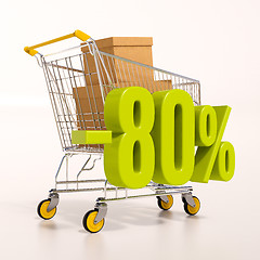 Image showing Shopping cart and 80 percent