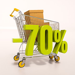 Image showing Shopping cart and 70 percent