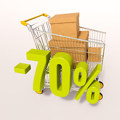 Image showing Shopping cart and 70 percent
