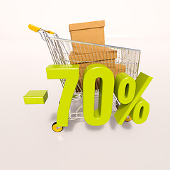 Image showing Shopping cart and 70 percent