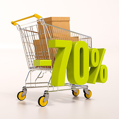 Image showing Shopping cart and 70 percent