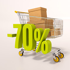 Image showing Shopping cart and 70 percent