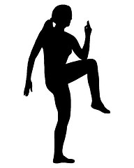 Image showing Silhouette of woman doing exercises