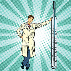 Image showing Retro medical doctor with thermometer