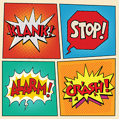 Image showing set comic pop art bubbles with text