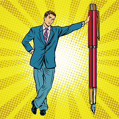 Image showing Businessman with fountain pen