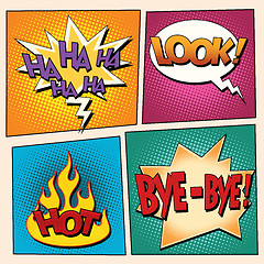 Image showing set comic pop art bubbles with text
