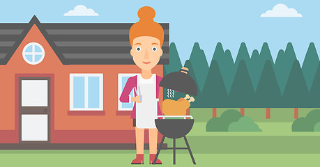 Image showing Woman preparing barbecue.