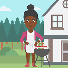 Image showing Woman preparing barbecue.