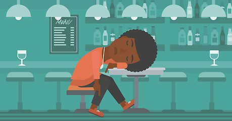 Image showing Woman sleeping in bar. 