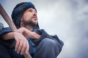 Image showing Portrait of a man in blue turban