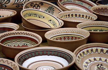 Image showing Traditional Ukrainian Pottery on the Market