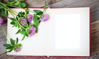 Image showing blank page of the old album and flowers