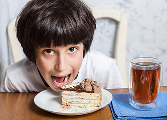 Image showing boy and birthday cake