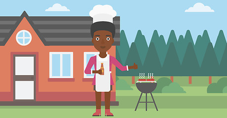 Image showing Woman preparing barbecue.