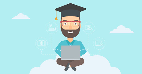 Image showing Graduate sitting on cloud.