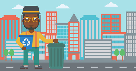 Image showing Man with recycle bins.